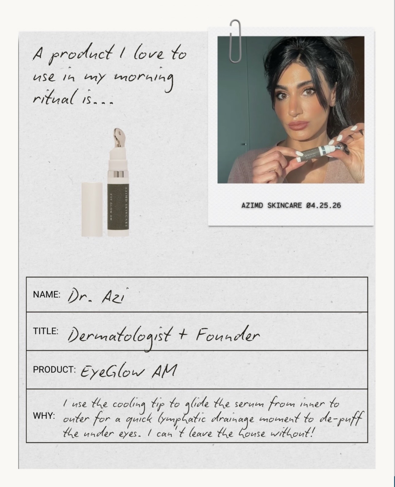 Dr. Azi's morning ritual — EyeGlow AM