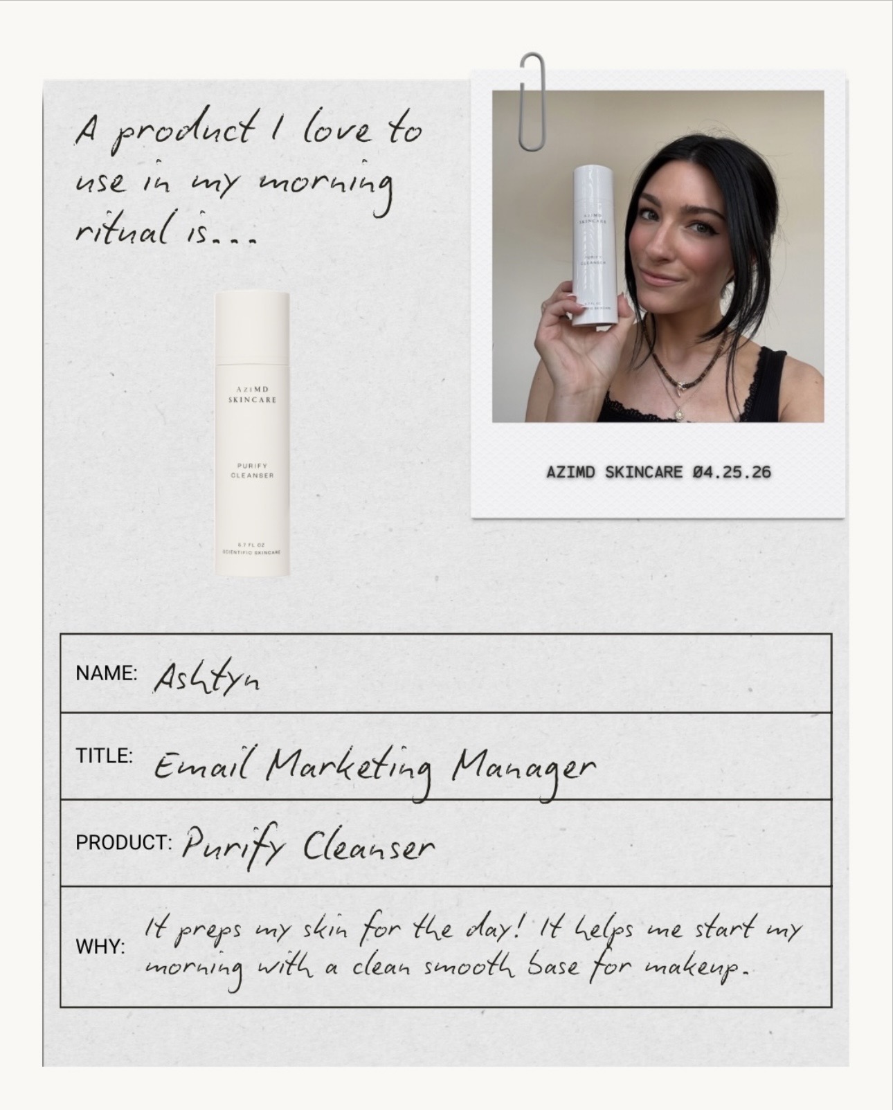 Purify Cleanser — start of the day