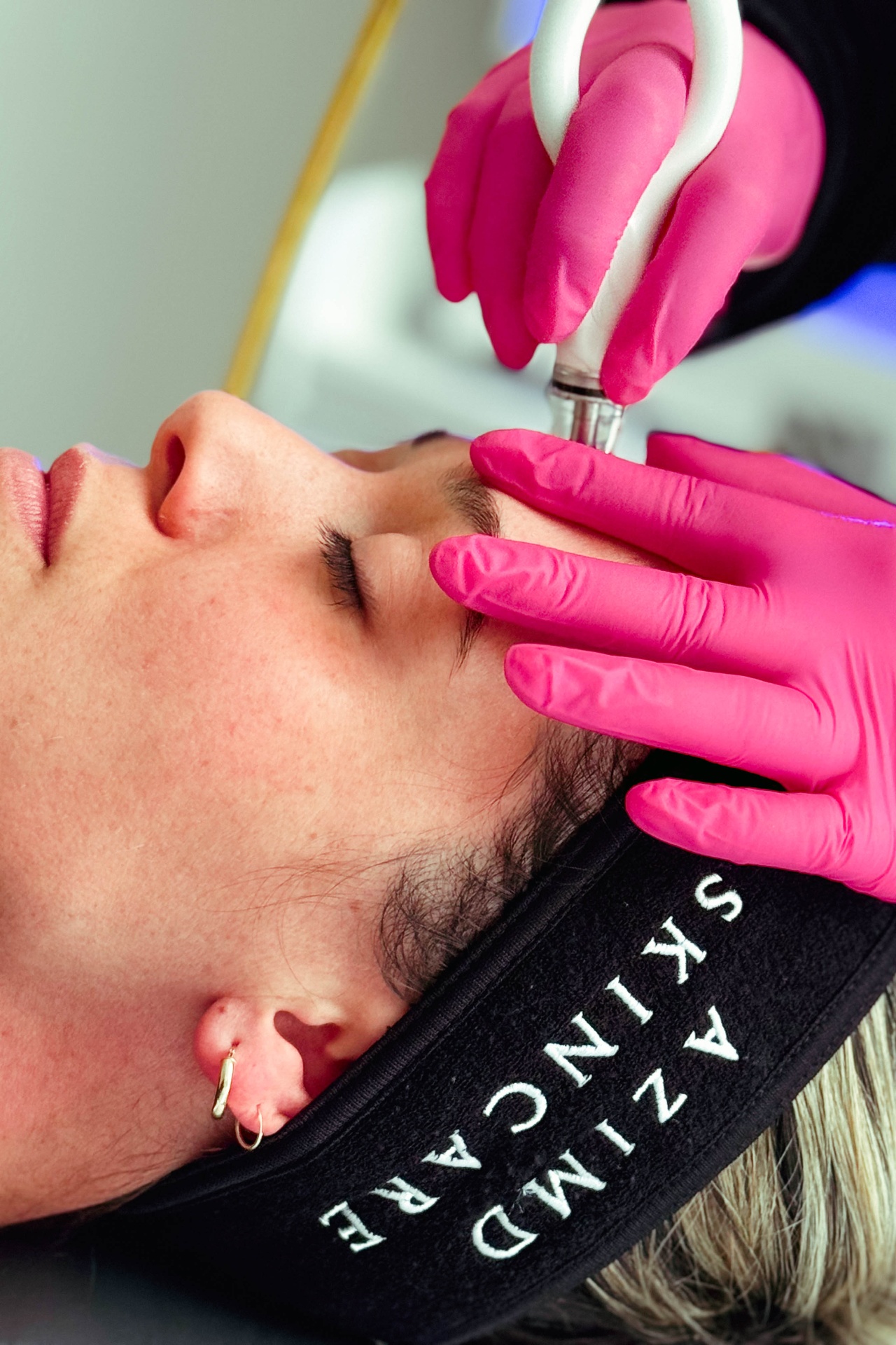 Microdermabrasion and LED facial treatment in progress at La Jolla Laser Derm